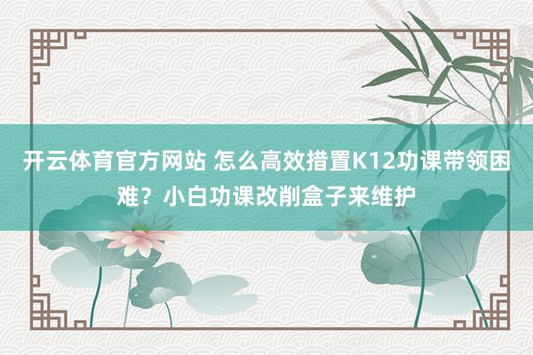 开云体育官方网站 怎么高效措置K12功课带领困难？小白功课改削盒子来维护