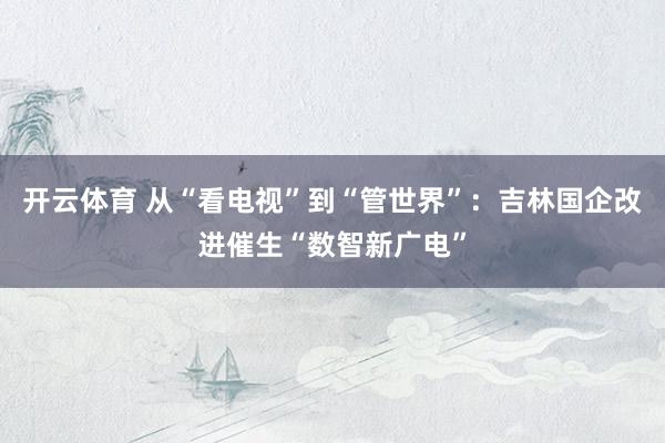 开云体育 从“看电视”到“管世界”：吉林国企改进催生“数智新广电”