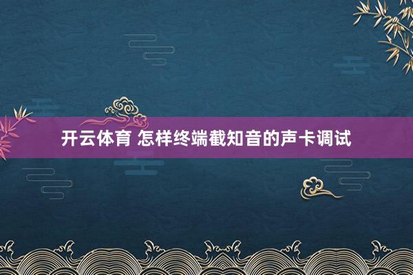 开云体育 怎样终端截知音的声卡调试