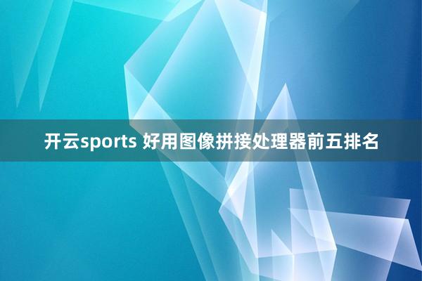开云sports 好用图像拼接处理器前五排名