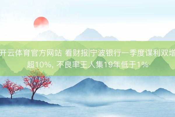 开云体育官方网站 看财报|宁波银行一季度谋利双增超10%, 不良率王人集19年低于1%